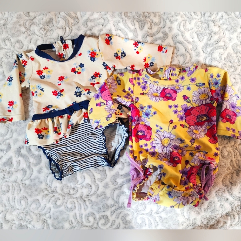 Two Ruffle Butts Infant Swimsuits 3-6 months